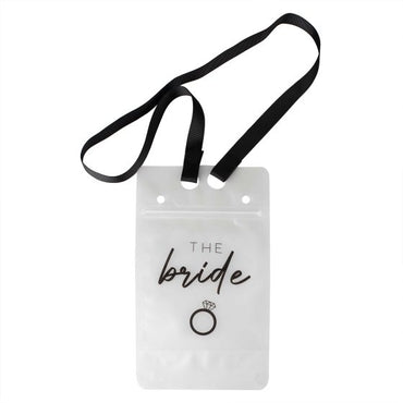 Hen Weekend The Bride Hen Party Drink Pouch with Straw & Lanyard 23cm x 15cm 2pk