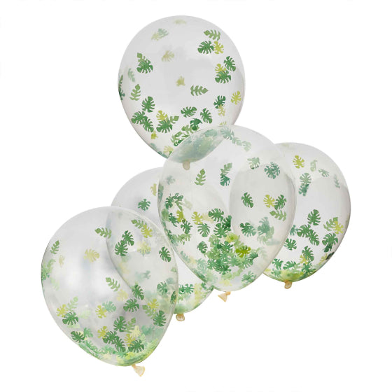 Wild Jungle Jungle Leaf Confetti Filled Balloon Bundle 30cm