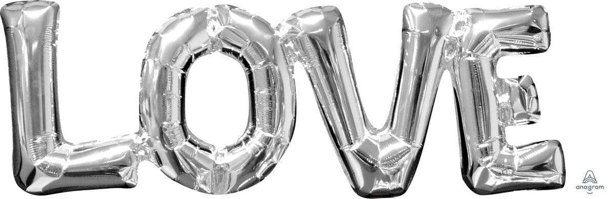 Phrases LOVE Silver Foil Balloon 63cm x 22cm Each