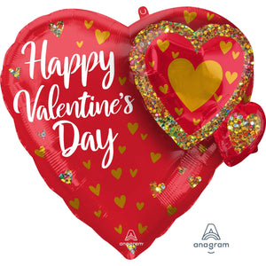 Happy Valentine's Day Glitter Garland Supershape Foil Balloon 55cm x 53cm Each