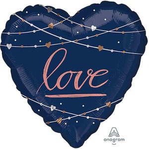 Heart Navy Wedding love Supershape Foil Balloon 71cm Each