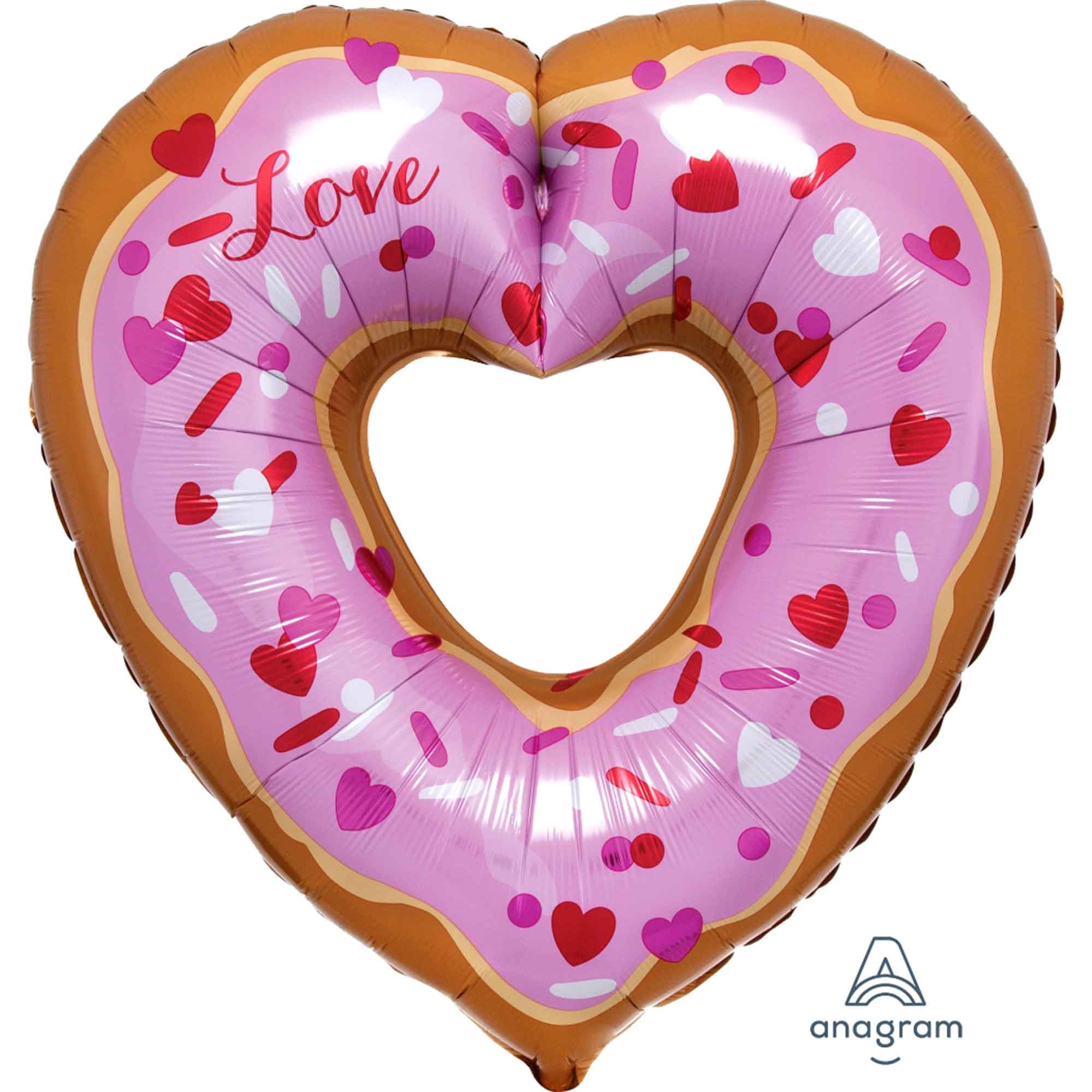 Open Heart Donut Love Supershape Foil Balloon 63cm x 66cm Each