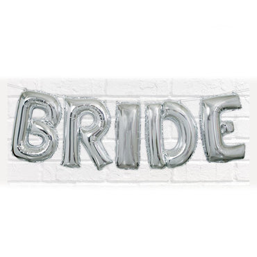 "BRIDE" Silver Foil Letter Balloon Kit 35.5cm - Party Savers