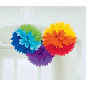 Rainbow Fluffy Tissue Decorations 40cm 3Pk