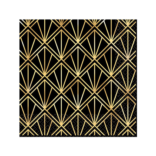 Glitz & Glam Hot Stamp Beverage Napkins 25cm 16pk - Party Savers