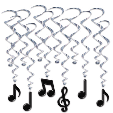 Musical Notes Whirls 44cm-83cm 12pk - Party Savers