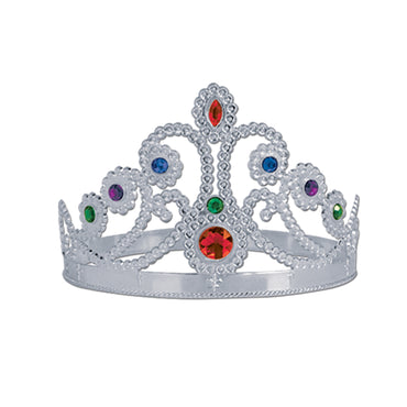 Silver Plastic Jeweled Queen Tiara Each - Party Savers