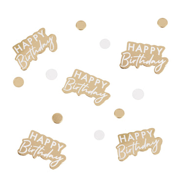 Mix It Up Gold And White Happy Birthday Confetti Each