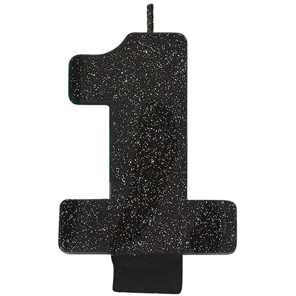 Number 1 Glitter Black - Party Savers