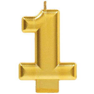 Number Candle 1 Metallic Gold - Party Savers