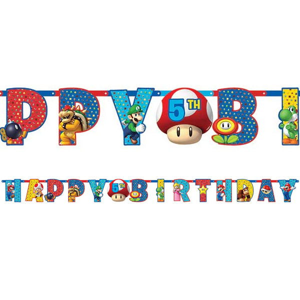 Super Mario Brothers Jumbo Add-An-Age Banner 3.2m x 25cm - Party Savers