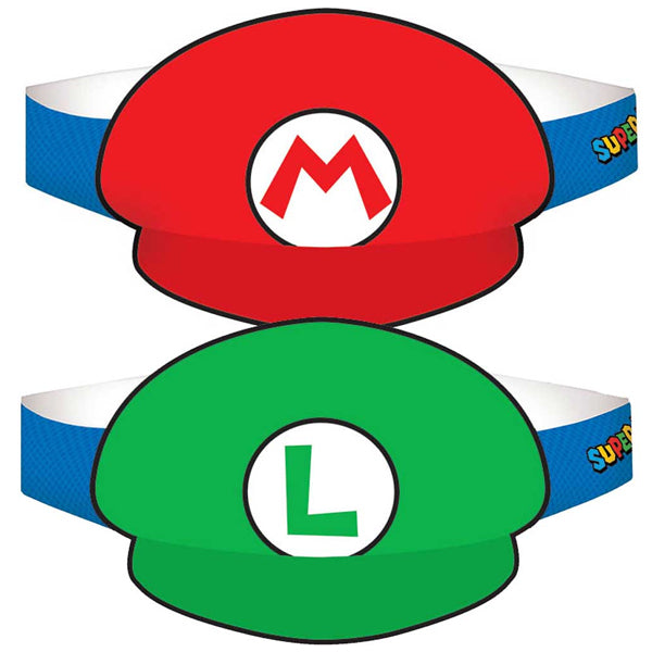 Super Mario Brothers Paper Hats 8pk - Party Savers
