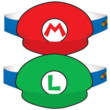 Super Mario Brothers Paper Hats 8pk - Party Savers