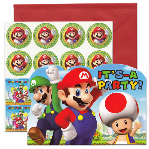 Super Mario Brothers Postcard Invitations 8pk - Party Savers