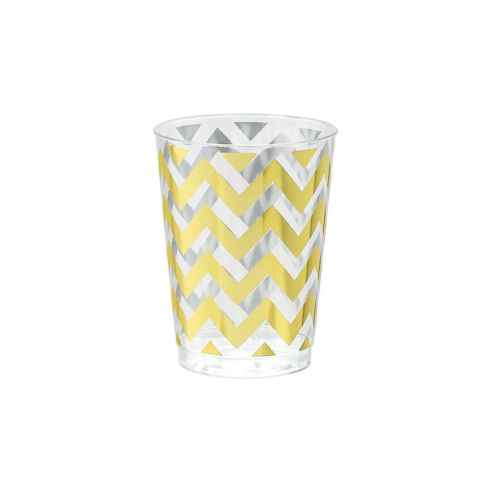 Gold Chevron Premium Plastic Tumbler 295ml 20pk - Party Savers