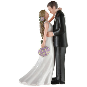 Bride and Groom With Bouquet Plastic Cake Topper