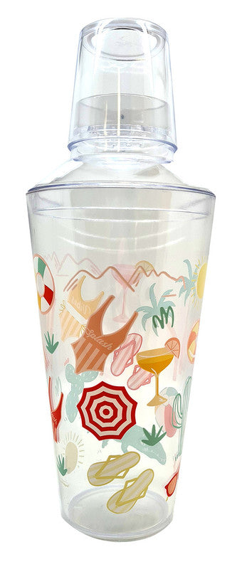 Poolside Summer Reusable Plastic Cocktail Shaker 473ml Each