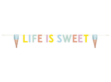 Pastel Ice Cream "Life Is Sweet" Letter Banner With Mini Ice Cream 1.82m Each