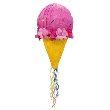 Ice Cream Cone 3D Shape Pull String Pinata FSC 25cm x 25cm x 47cm Each
