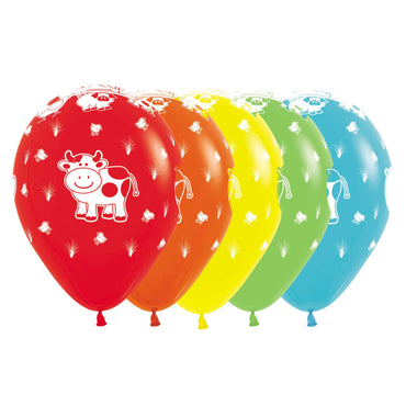 Farm Animals Fashion Assorted Latex Balloons 30cm 25pk