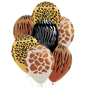 Jungle Animals Fashion Assorted Latex Balloons 30cm 25pk
