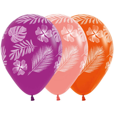 Tropical Paradise Fashion Assorted Latex Balloons 30cm 25pk