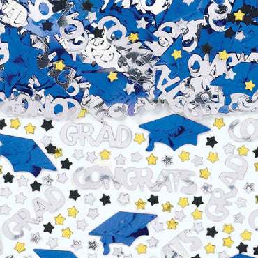 Grad Congrats Bright Royal Blue Embossed Confetti 70g Each