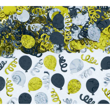 Black, Silver & Gold Party Balloons Confetti 70g