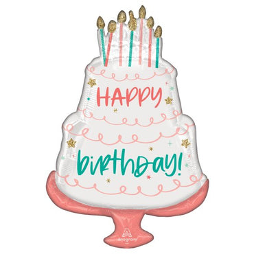 Happy Birthday Happy Cake Day SuperShape Foil Balloon 53cm x 71cm Each