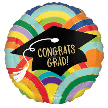 Congrats Grad Rainbows All Around Foil Balloon 45cm Each