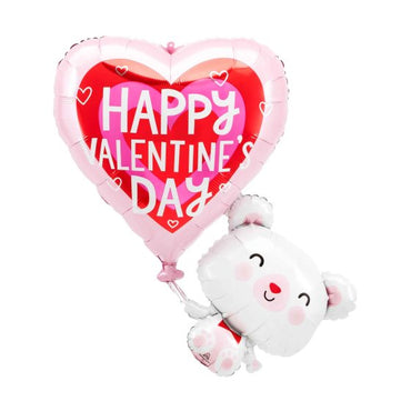 Floating Valentine's Day Bear SuperShape Foil Balloon 66cm x 78cm Each