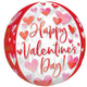 Happy Valentine's Day Watercolour Orbz Balloon 38cm x 40cm Each