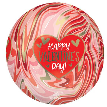 Happy Valentine's Day Twisty Marble Orbz Balloon 38cm x 40cm Each