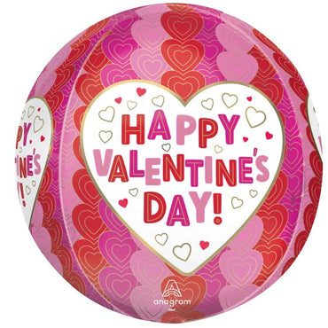 Happy Valentine's Day Wrapped In Hearts Orbz Balloon 38cm x 40cm Each