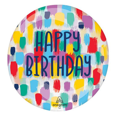 Printed Clearz Happy Birthday Painterly Stretchy Foil Balloon 45cm Each