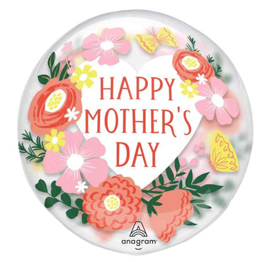 Happy Mother's Day Clear Blooms Printed Clearz Foil Balloon 45cm Each