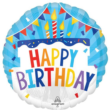 Happy Birthday Cake Foil Balloon 45cm Each