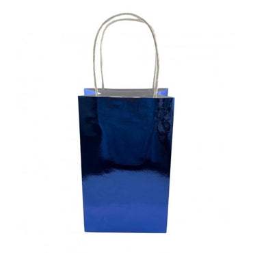 Metallic Blue Paper Party Bag 21.5cm x 13cm x 8cm 5pk