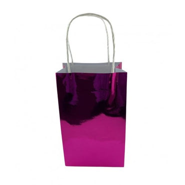 Metallic Pink Paper Party Bag 21.5cm x 13cm x 8cm 5pk