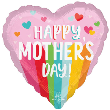 Happy Mother's Day Bright Stripes Foil Balloon 45cm Each