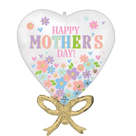 Satin Happy Mother's Day Daisy Chain Bow SuperShape Foil Balloon 50cm x 71cm Each