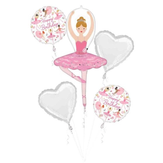 Ballerina Girl Birthday Balloon Bouquet 5pk