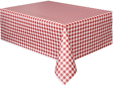 Red Gingham Printed Tablecover 137cm X 274cm Each
