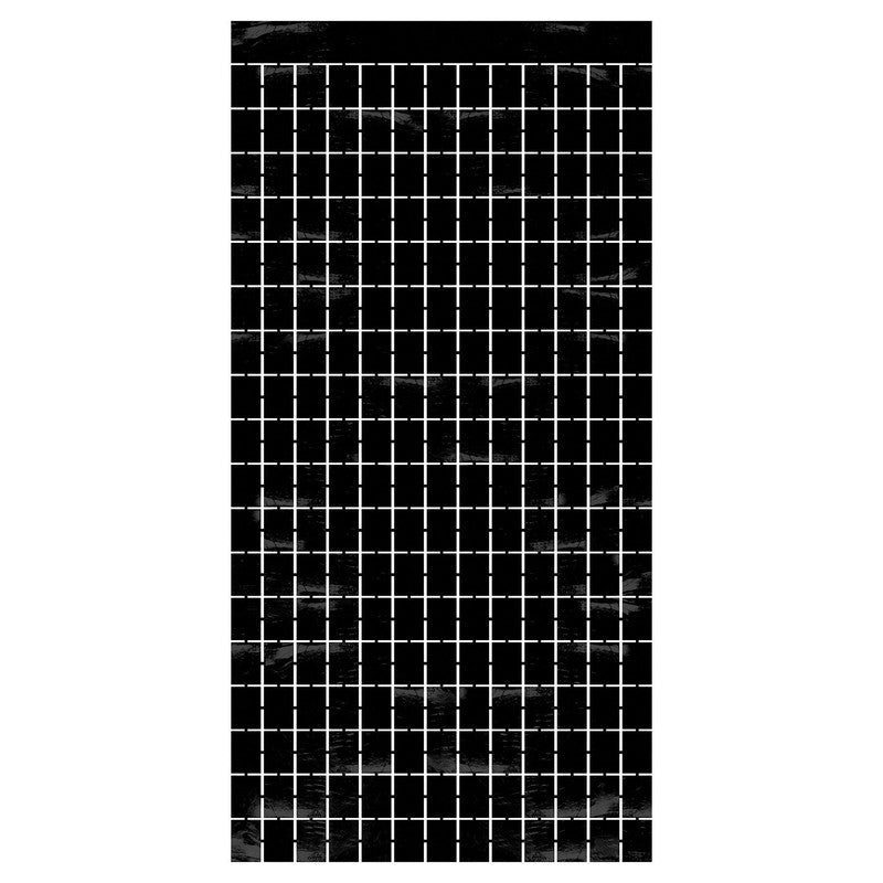 Black Metallic Square Curtain 88.5cm x 177cm Each
