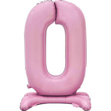Pastel Pink Large Number 0 Air Filled Standing Foil Balloon 76cm Each