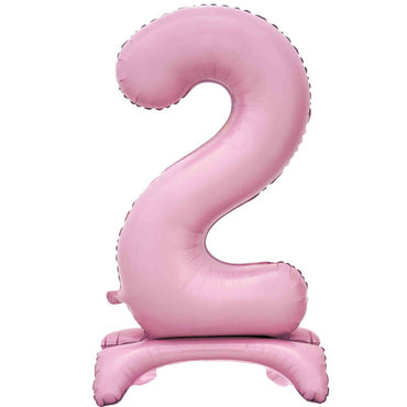 Pastel Pink Large Number 2 Air Filled Standing Foil Balloon 76cm Each