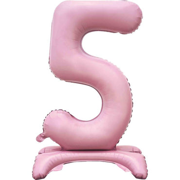 Pastel Pink Large Number 5 Air Filled Standing Foil Balloon 76cm Each