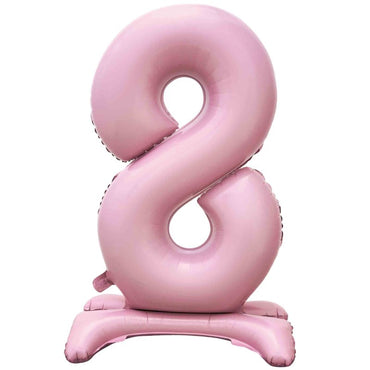 Pastel Pink Large Number 8 Air Filled Standing Foil Balloon 76cm Each