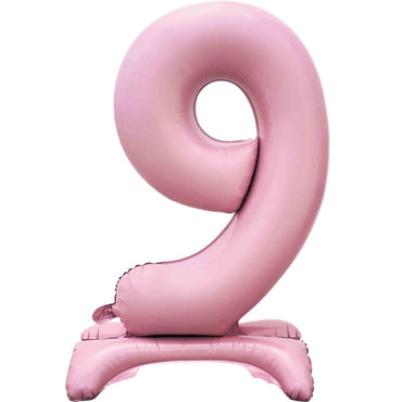 Pastel Pink Large Number 9 Air Filled Standing Foil Balloon 76cm Each