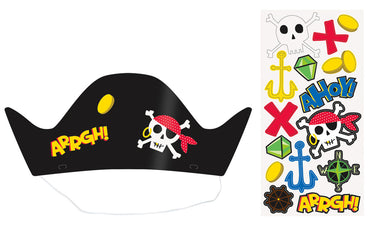 Ahoy Pirate Make Your Own Party Hats 8pk